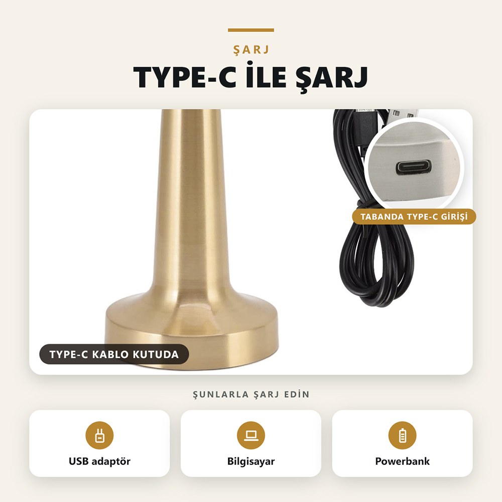 Type-C ile şarj, kablosuz kullanım