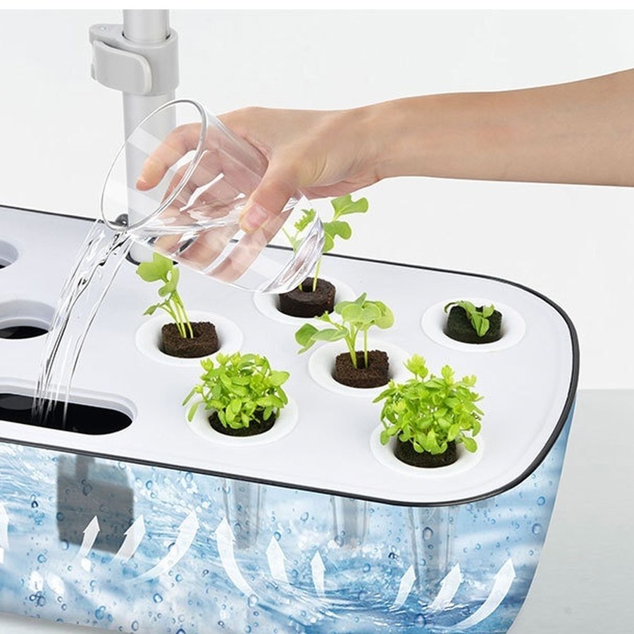 GreenTech Topraksız Yetiştirme Seti — 12 Yuvalı Hidroponik İç Mekan Bahçesi